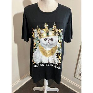 Walnut & 39th Black Short Sleeve Tee "The Hustle is Real" Size Large NWT